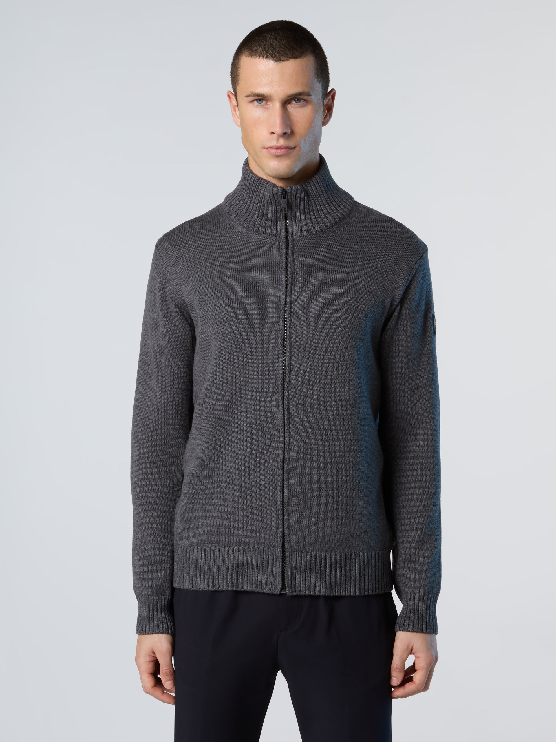 1 | Medium grey melange | full-zip-7gg-knitwear-451032