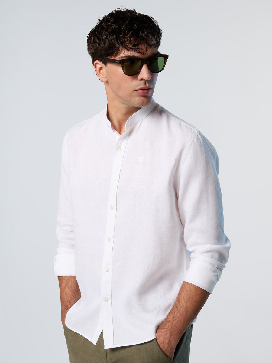 Mandarin shirt with embroidered logo