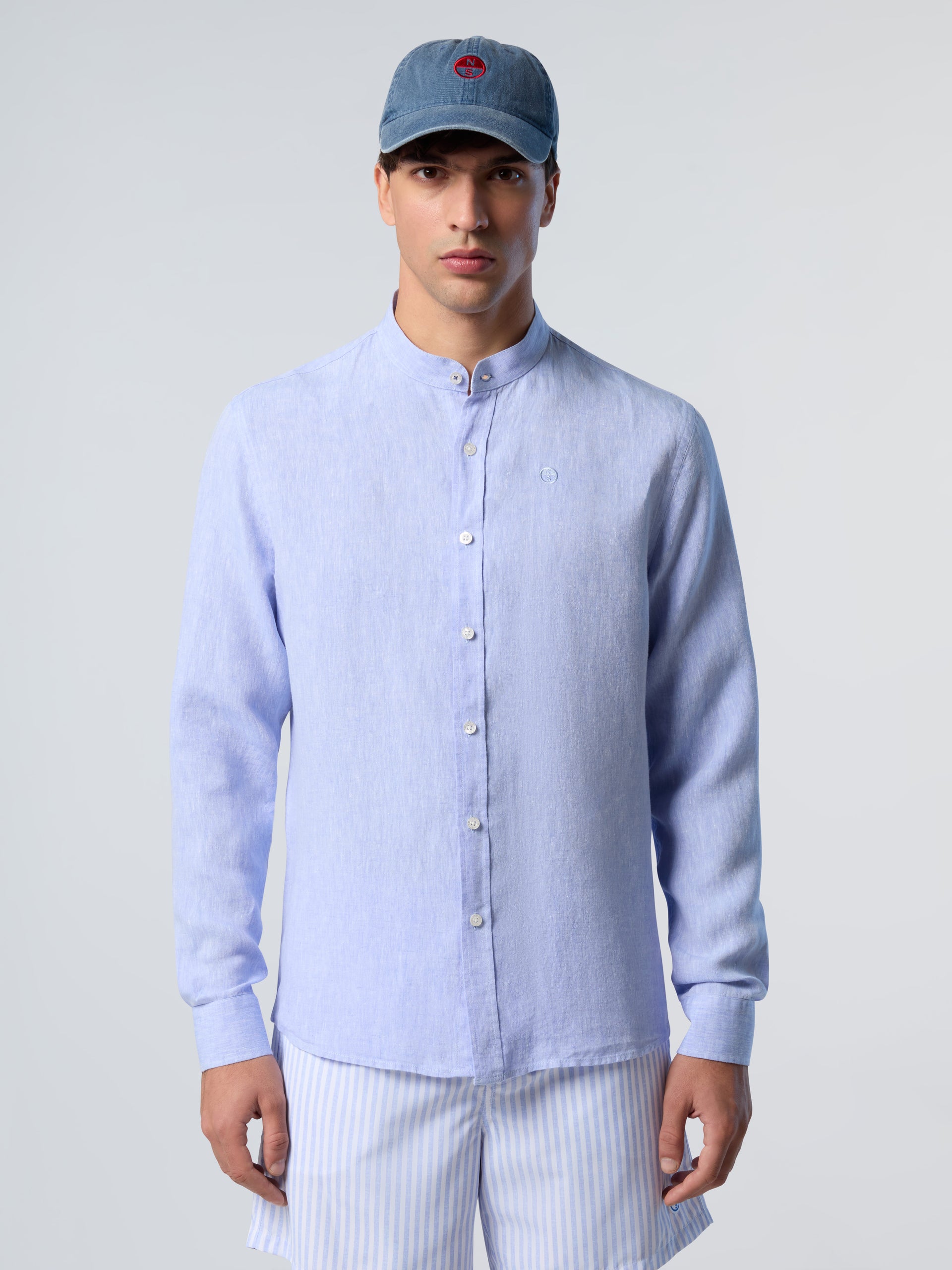 1 | Light blue | shirt-long-sleeve-regular-mandarin-collar-664369