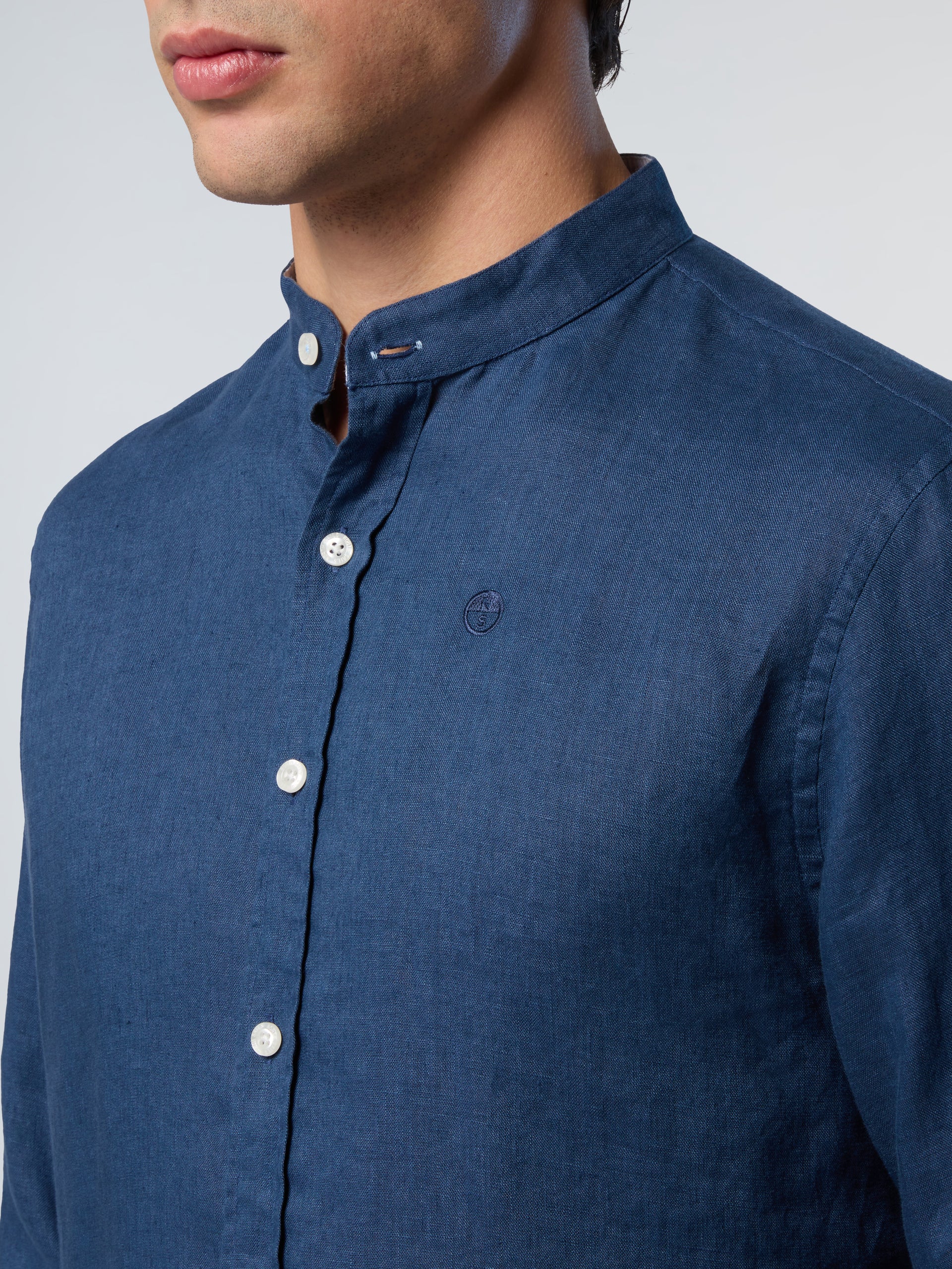 6 | Dark denim | shirt-long-sleeve-regular-mandarin-collar-1-664369