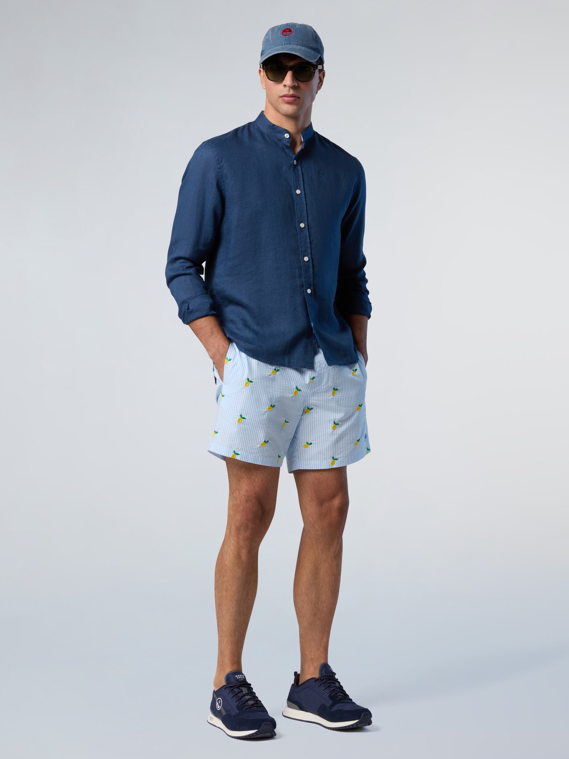 4 | Dark denim | shirt-long-sleeve-regular-mandarin-collar-664369