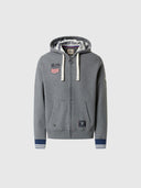 hover | Medium grey melange | hooded-full-zip-sweater-691125