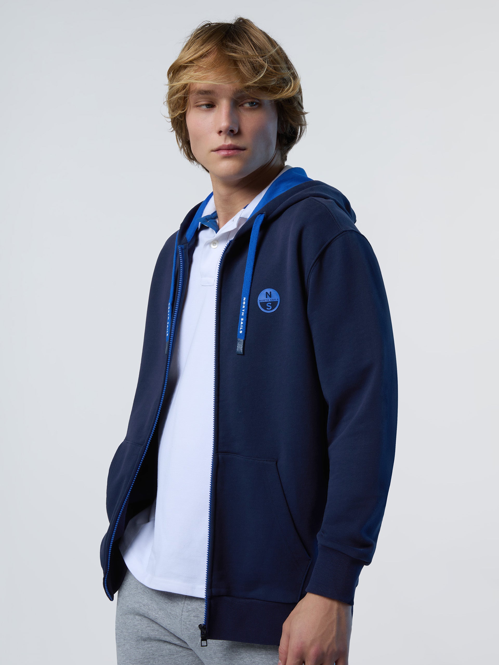 Full-zipper hoodie with rubber logo | North Sails
