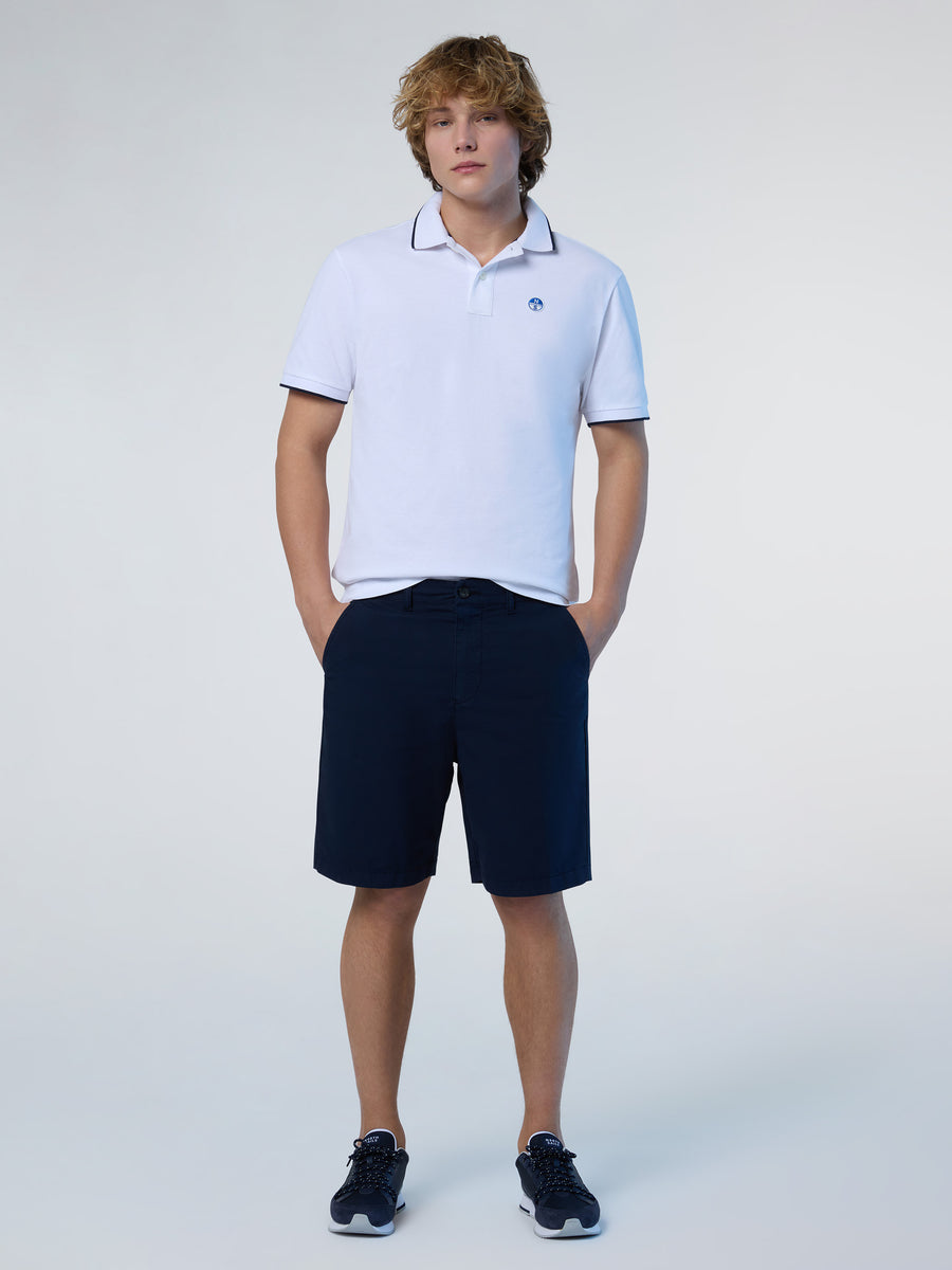 5 | White | polo-short-sleeve-collar-wstriped-in-contrast-692452