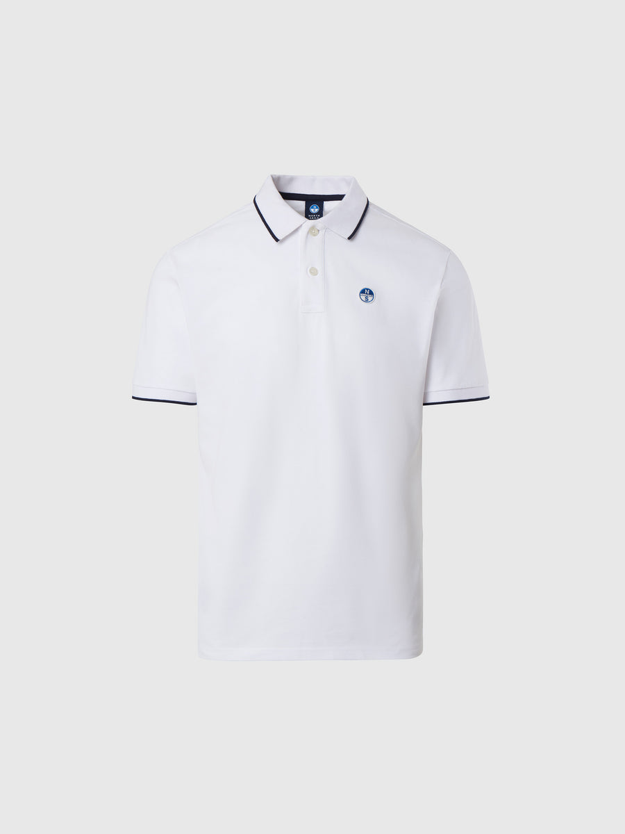 hover | White | polo-short-sleeve-collar-wstriped-in-contrast-692452