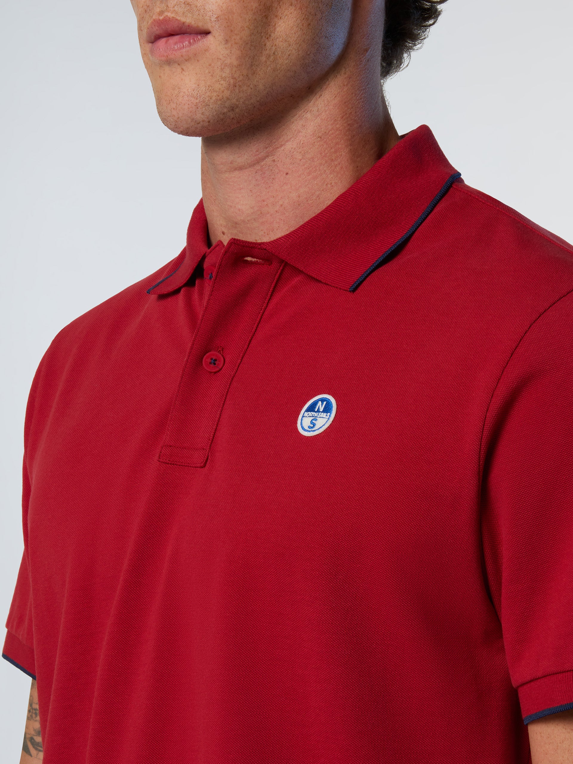 6 | Red dahlia | polo-short-sleeve-collar-wstriped-in-contrast-692452-3