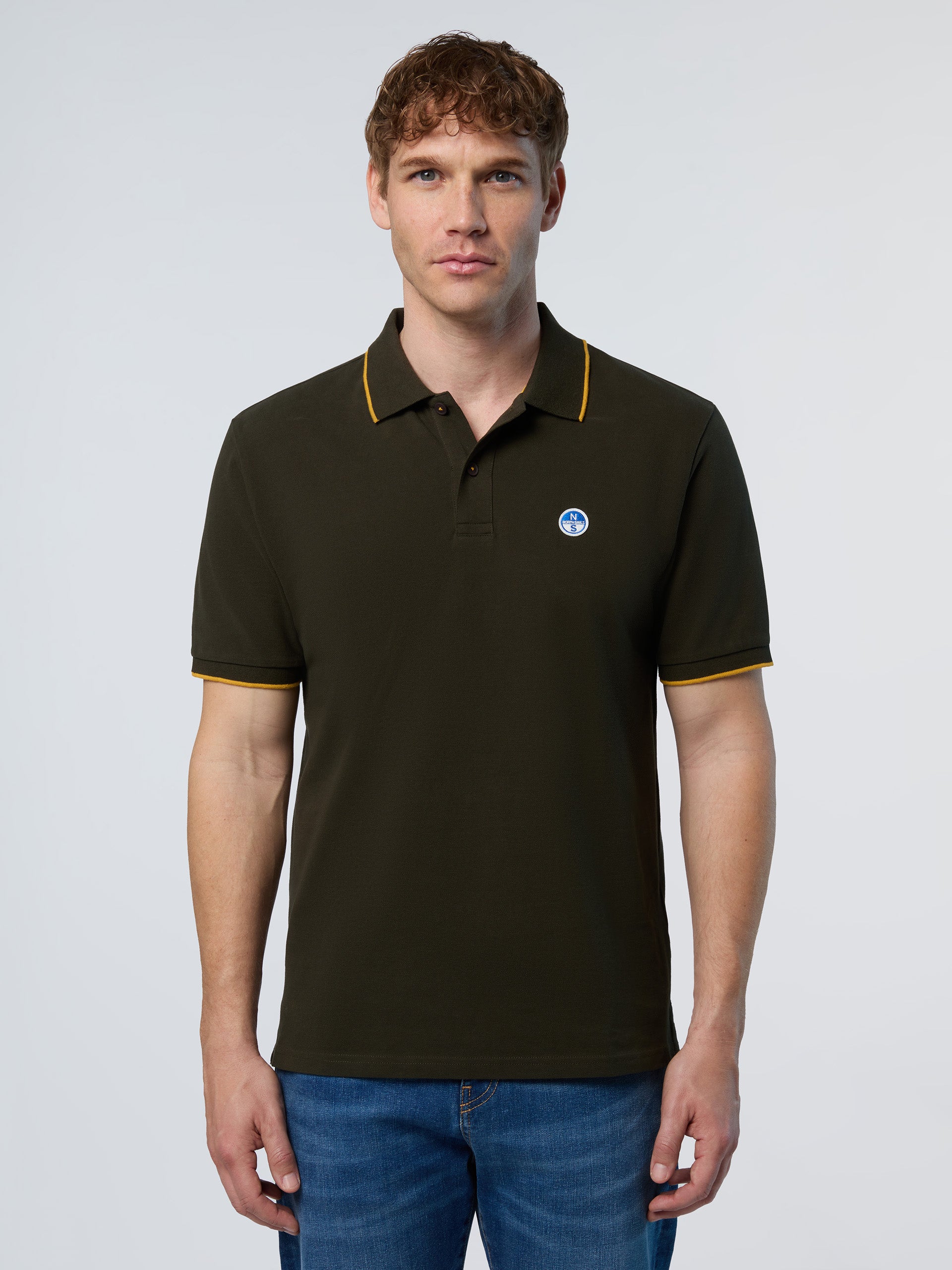 1 | Forest green | polo-short-sleeve-collar-wstriped-in-contrast-692452