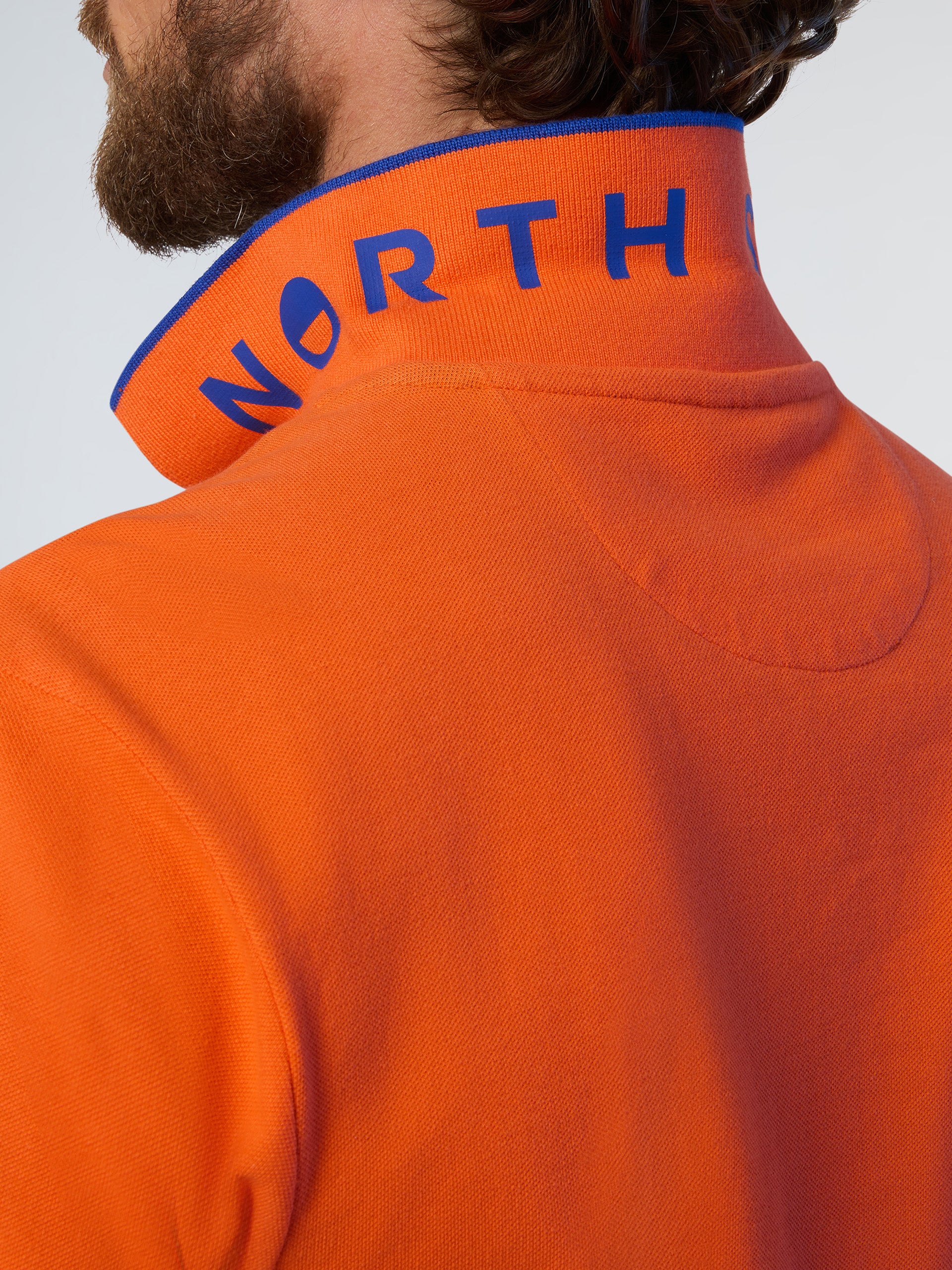 7 | Flame orange | polo-short-sleeve-collar-wstriped-in-contrast-692452