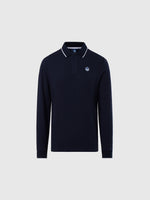 Long-sleeved polo shirt with collar print