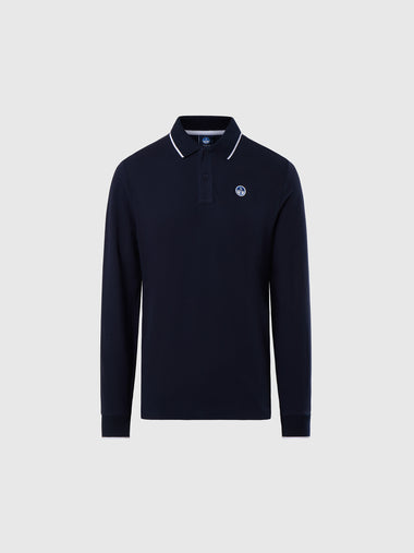 Long-sleeved polo shirt with collar print