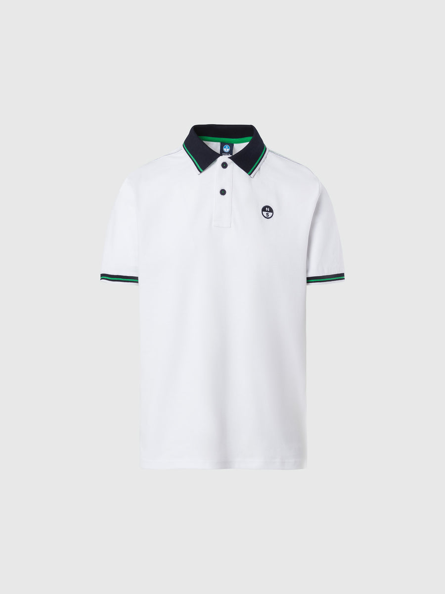 hover | White | polo-short-sleeve-wcontrast-shoulder-stitching-692455