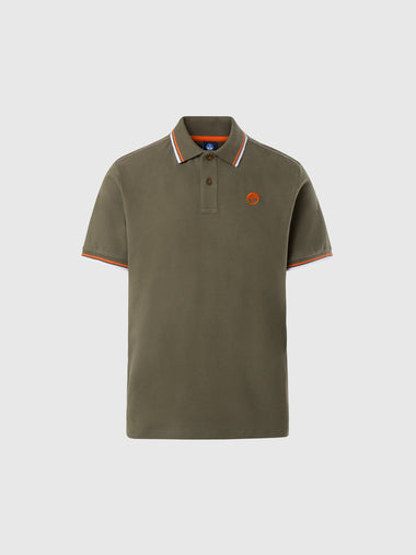 hover | Dusty olive | polo-short-sleeve-wcontrast-shoulder-stitching-692455