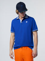 2 | Surf blue | polo-short-sleeve-wstripes-on-front-flat-knit-collar-692460