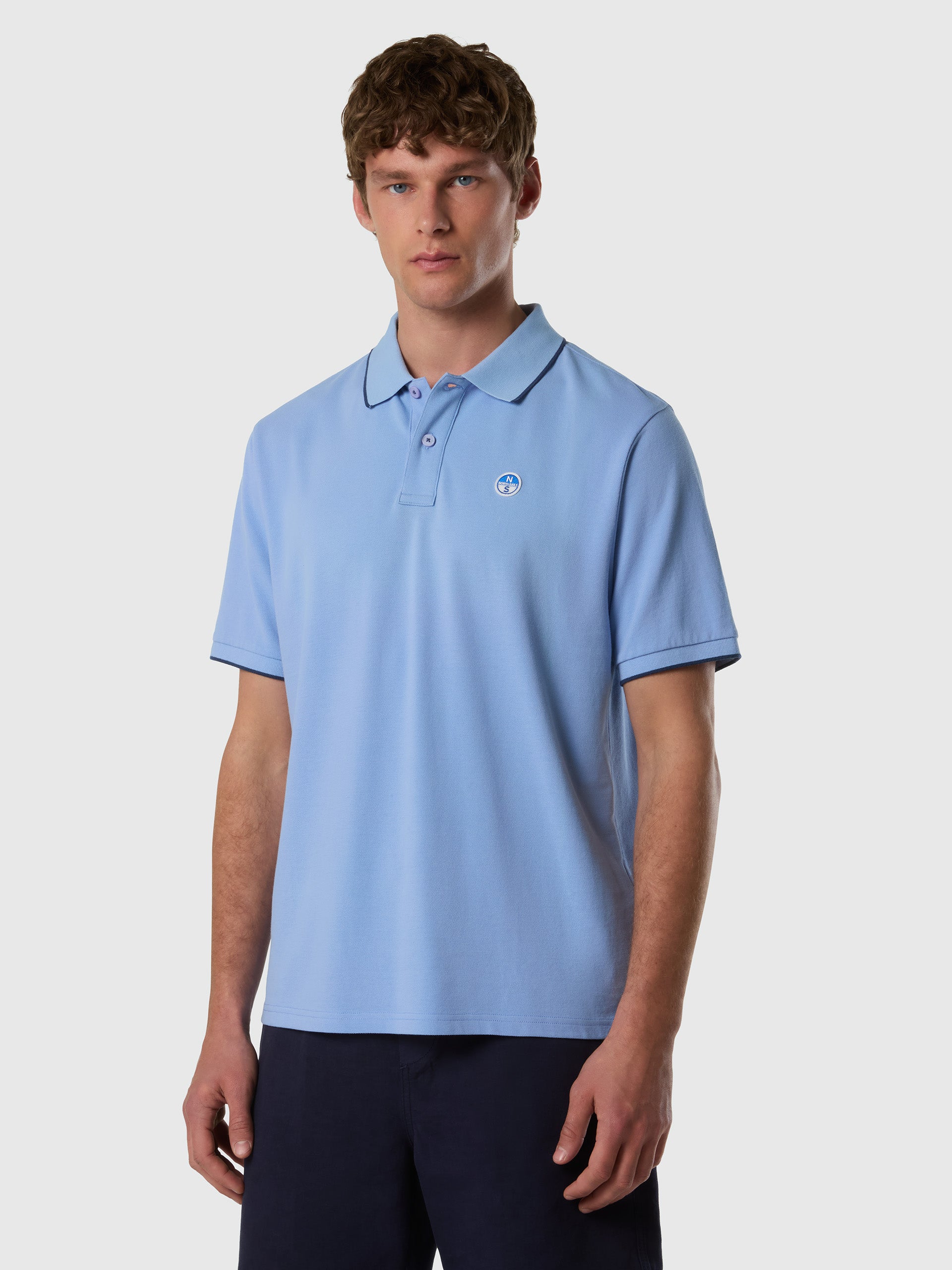 1 | Light blue | polo-short-sleeve-collar-wstriped-in-contrast-692464