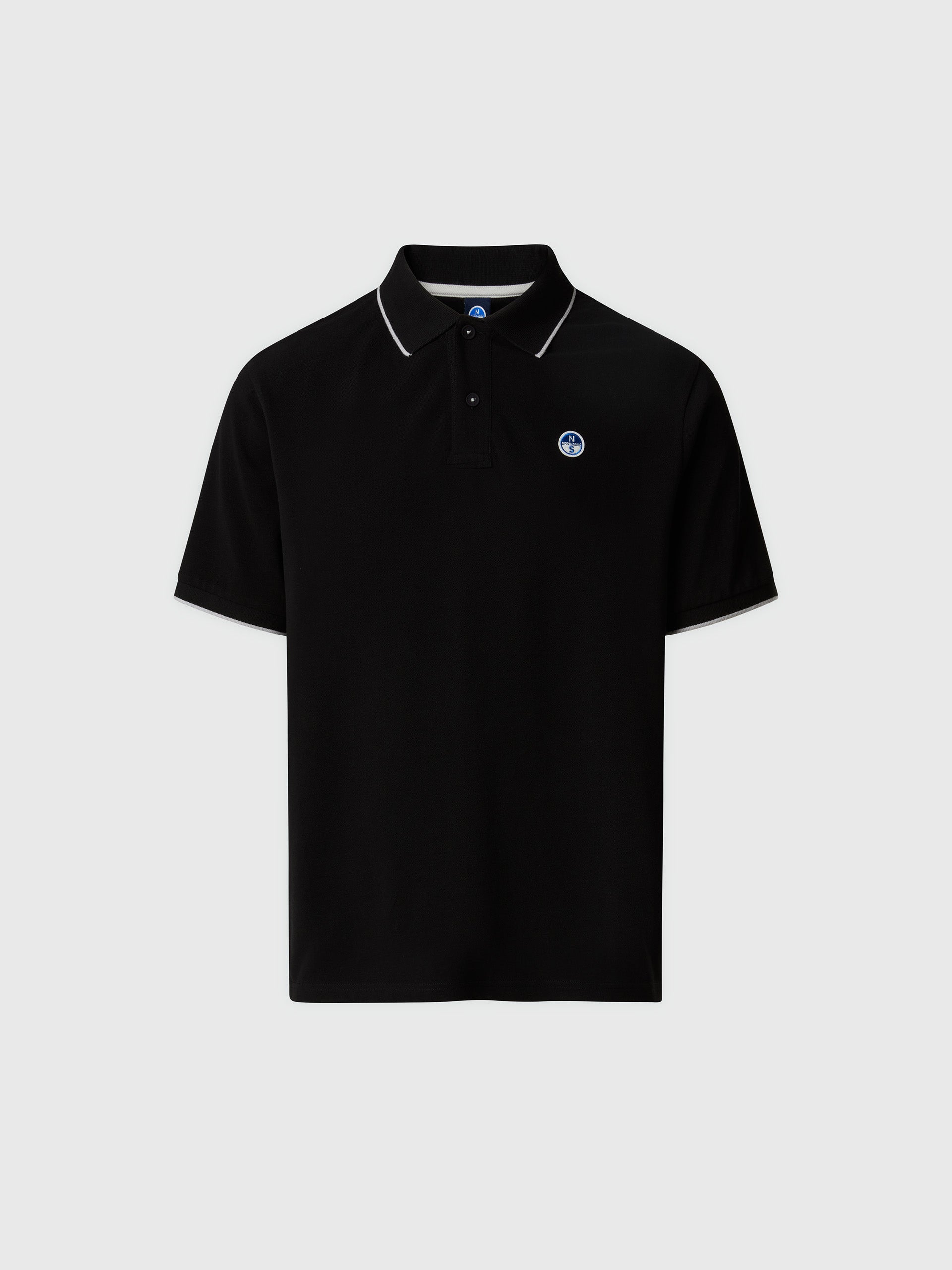 hover | Black | polo-short-sleeve-collar-wstriped-in-contrast-692464