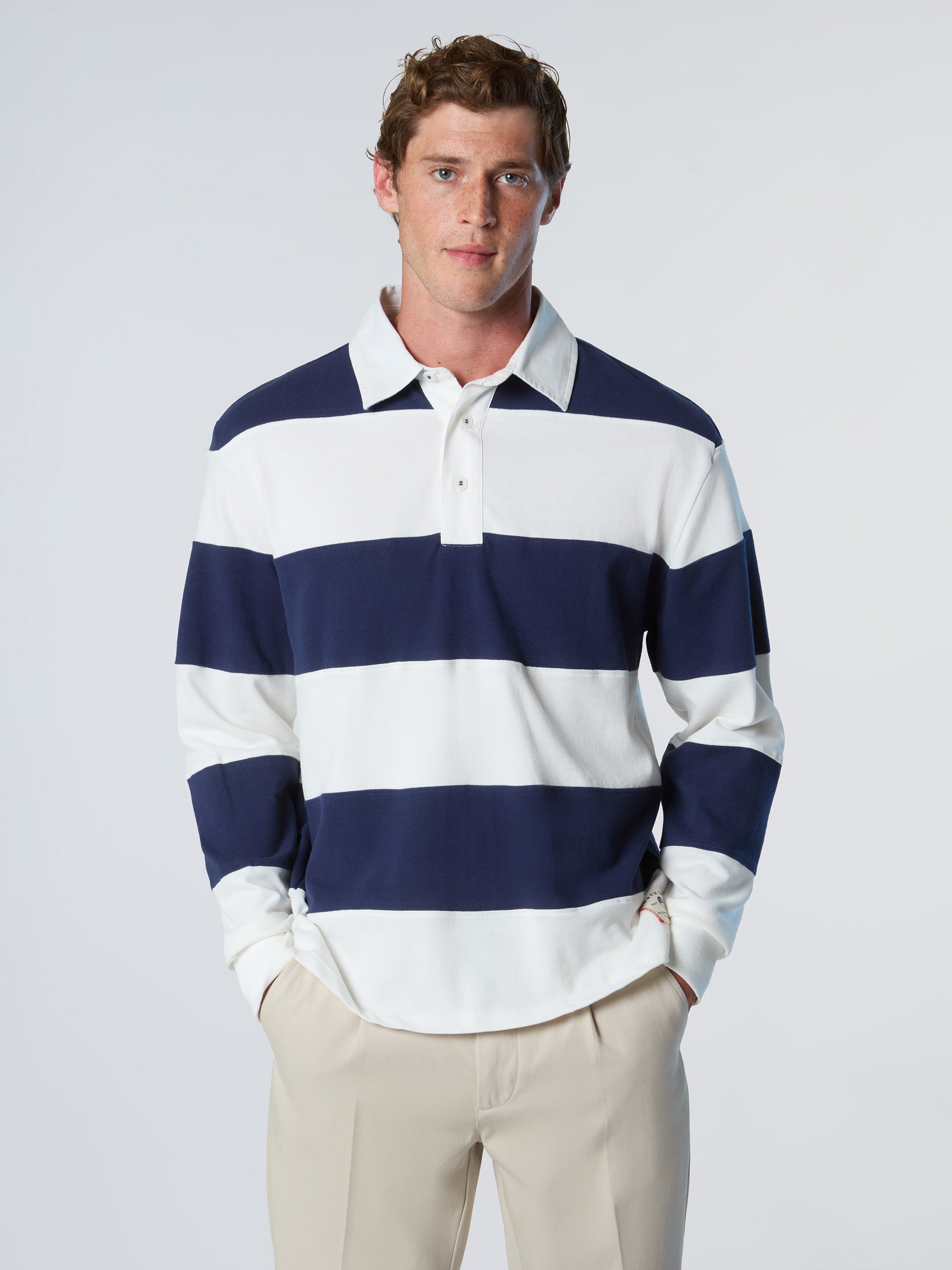 Striped long-sleeved rugby top | North Sails