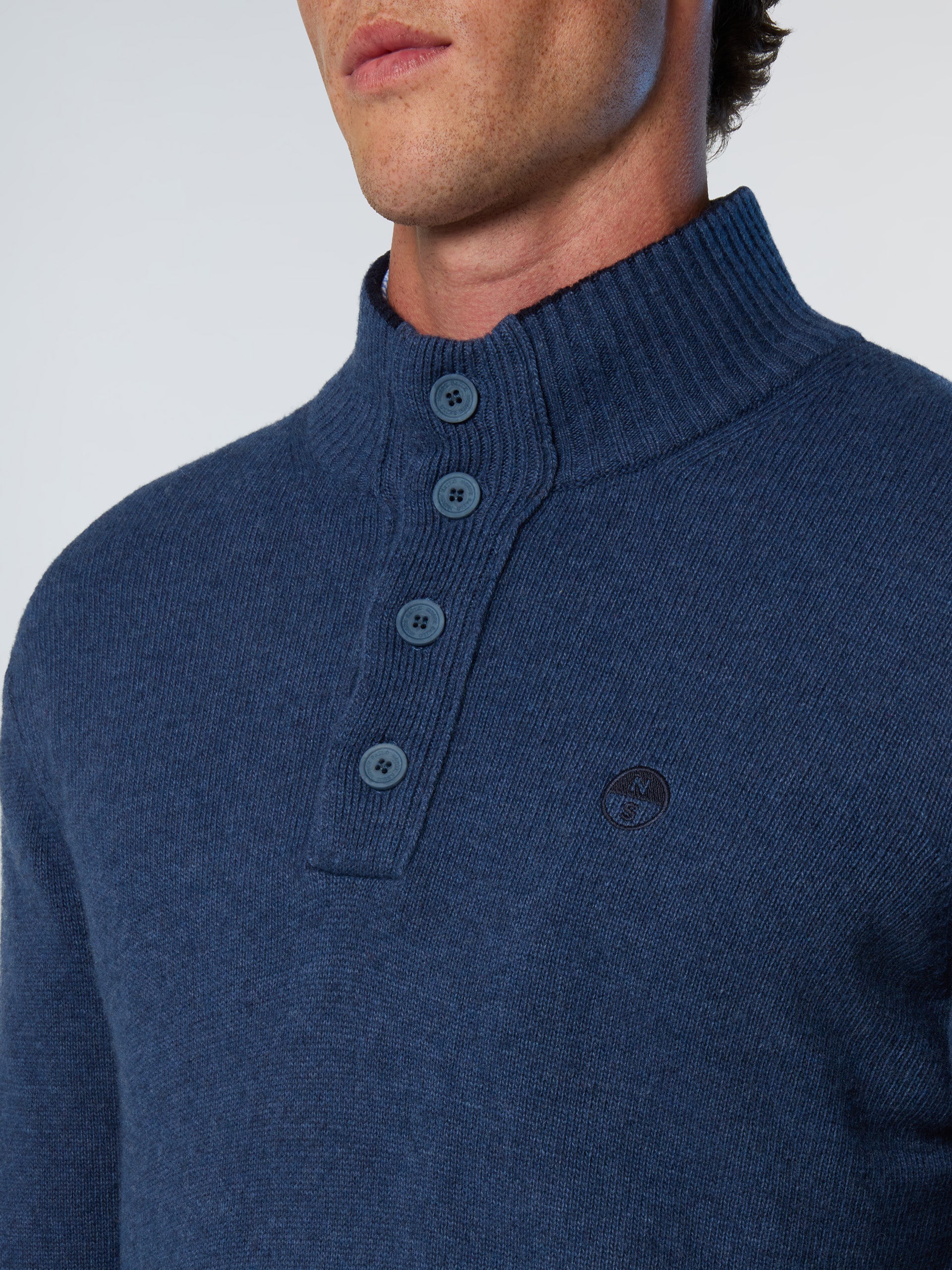 6 | China blue melange | half-buttons-7gg-knitwear-699146