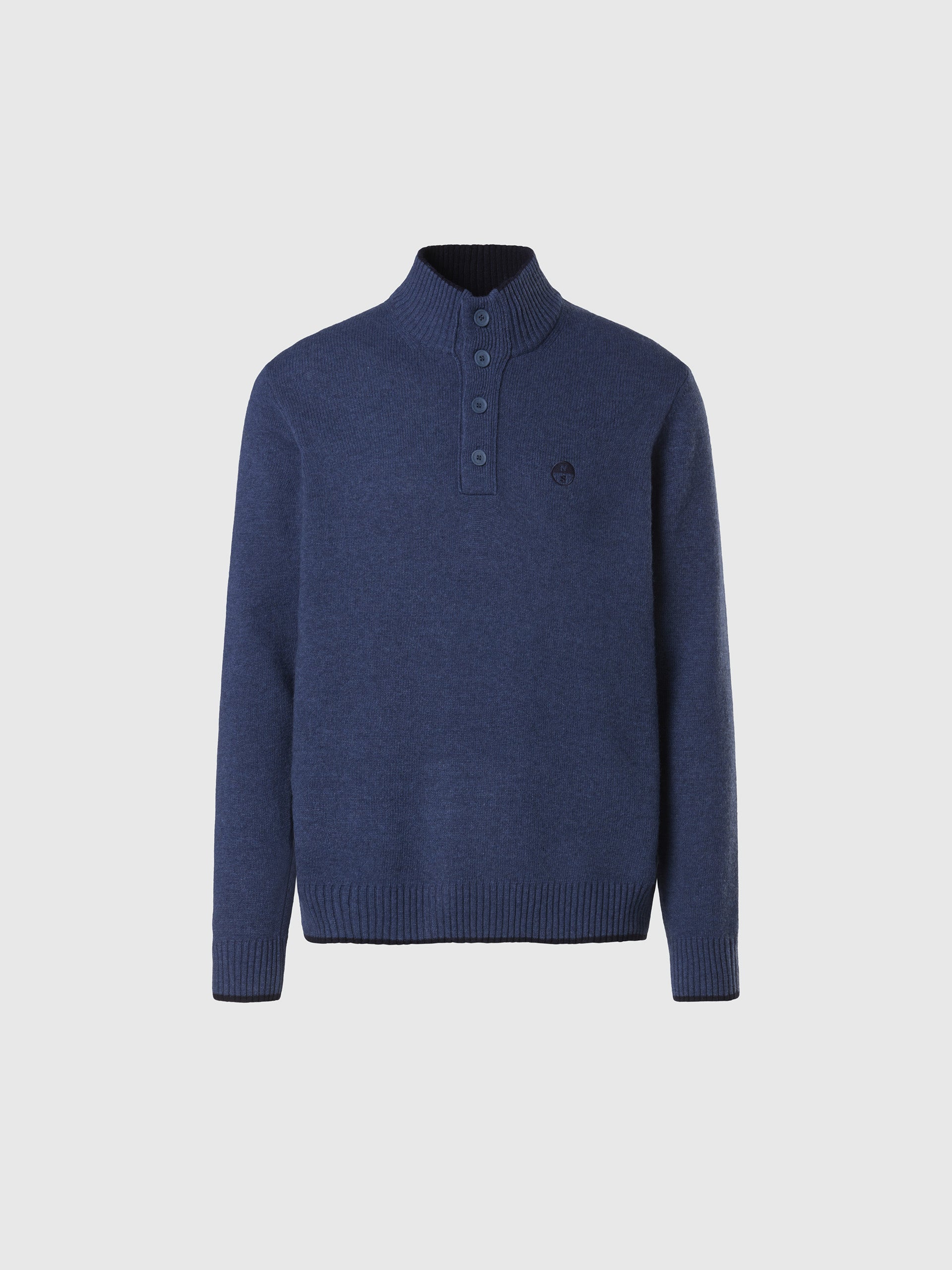 hover | China blue melange | half-buttons-7gg-knitwear-699146