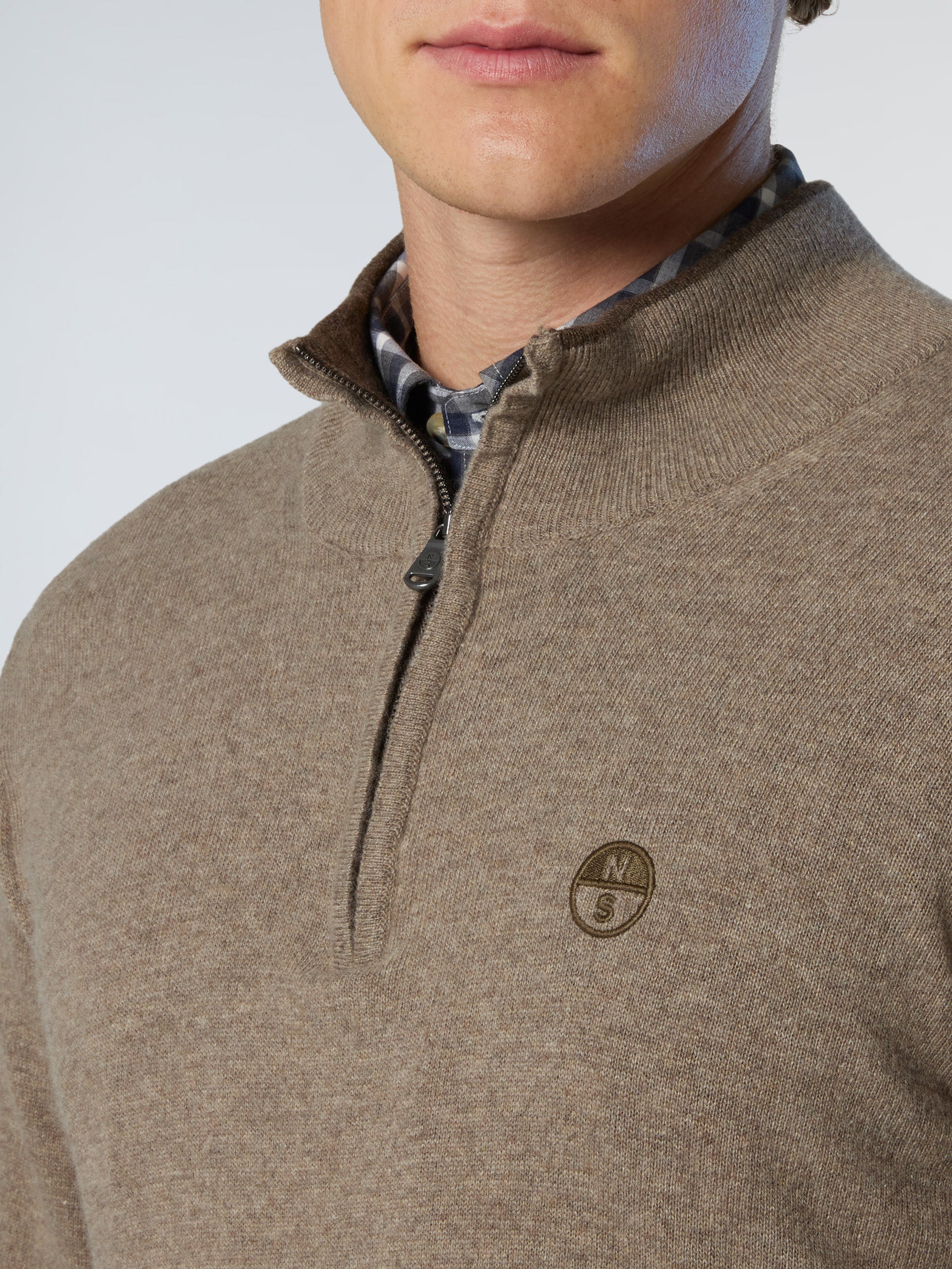 6 | Fossil melange | hald-zip-12gg-knitwear-699148