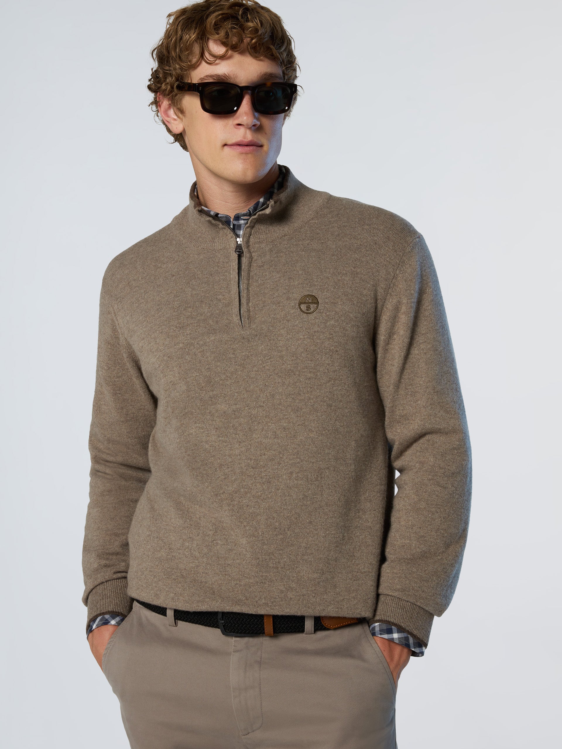 2 | Fossil melange | hald-zip-12gg-knitwear-699148