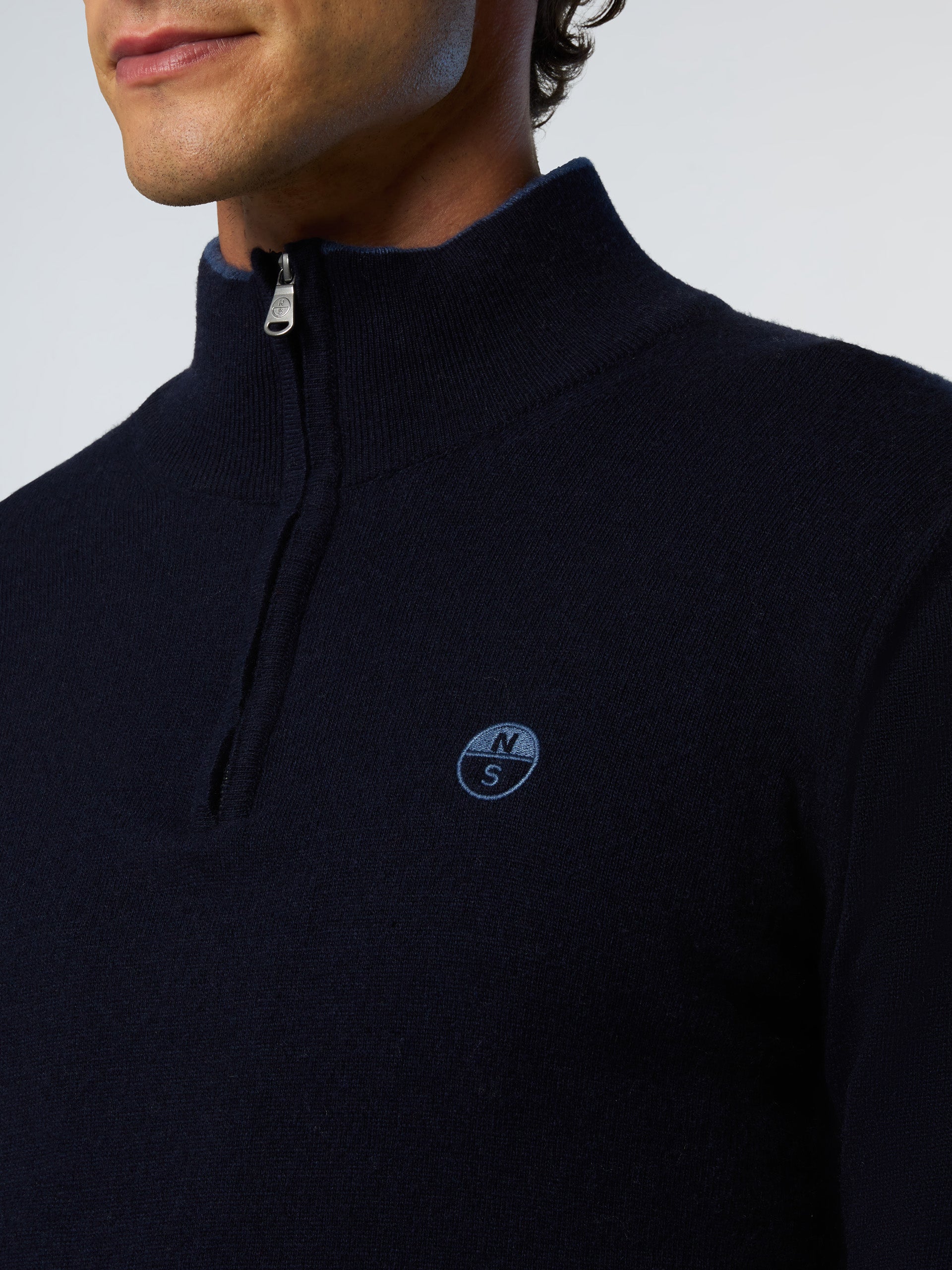 6 | Navy blue | hald-zip-12gg-knitwear-699148