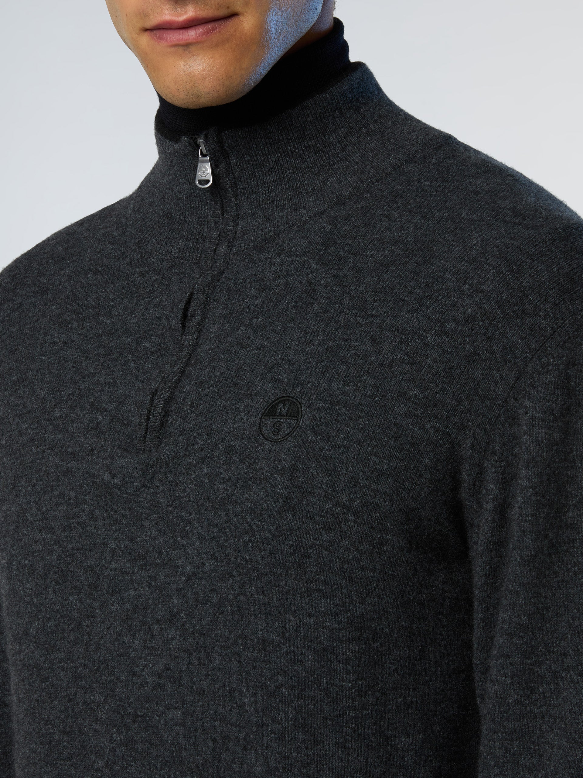 6 | Dark grey melange | hald-zip-12gg-knitwear-699148