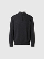 hover | Dark grey melange | hald-zip-12gg-knitwear-699148