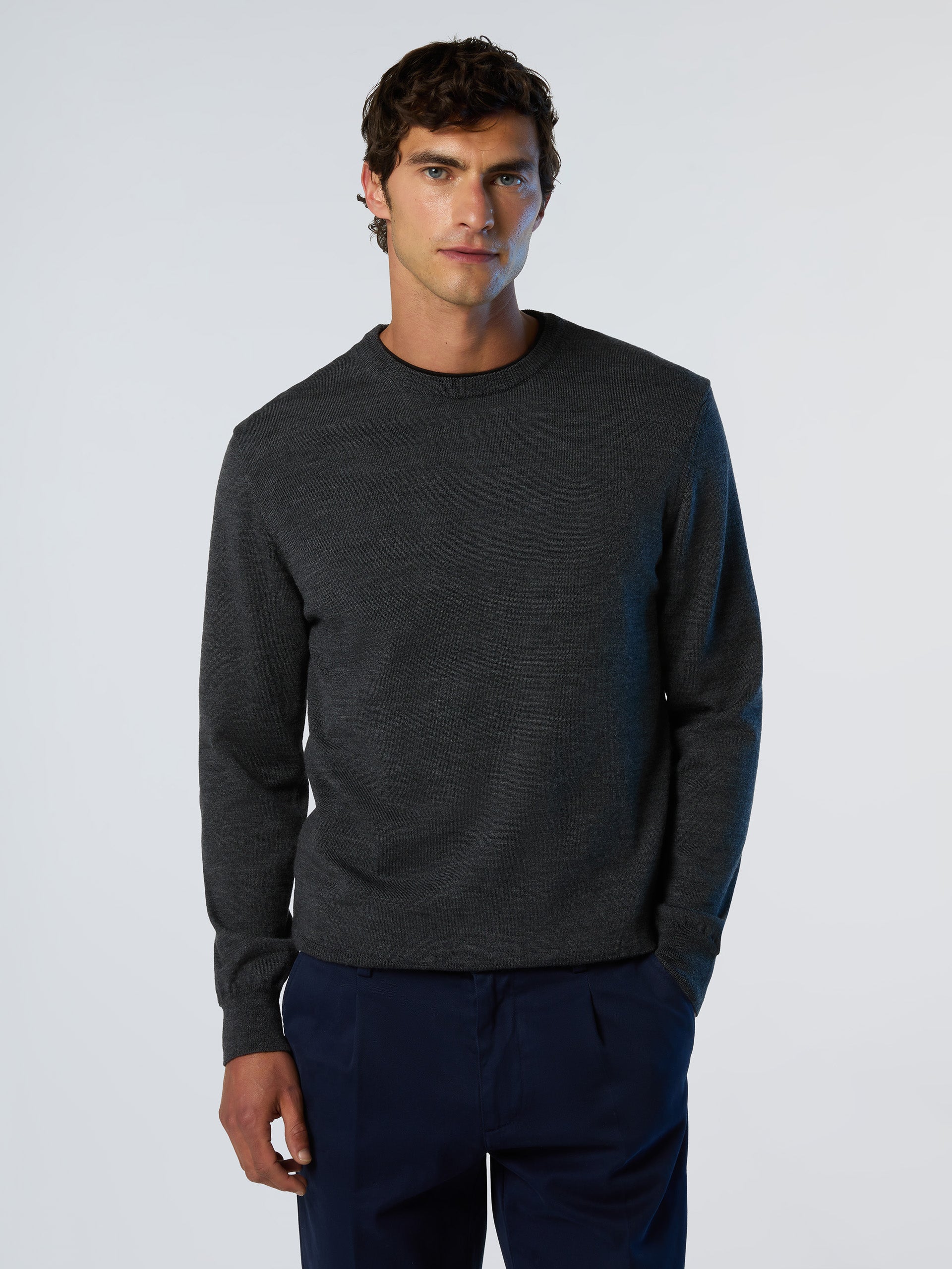 1 | Dark grey melange | crewneck-12gg-knitwear-699156