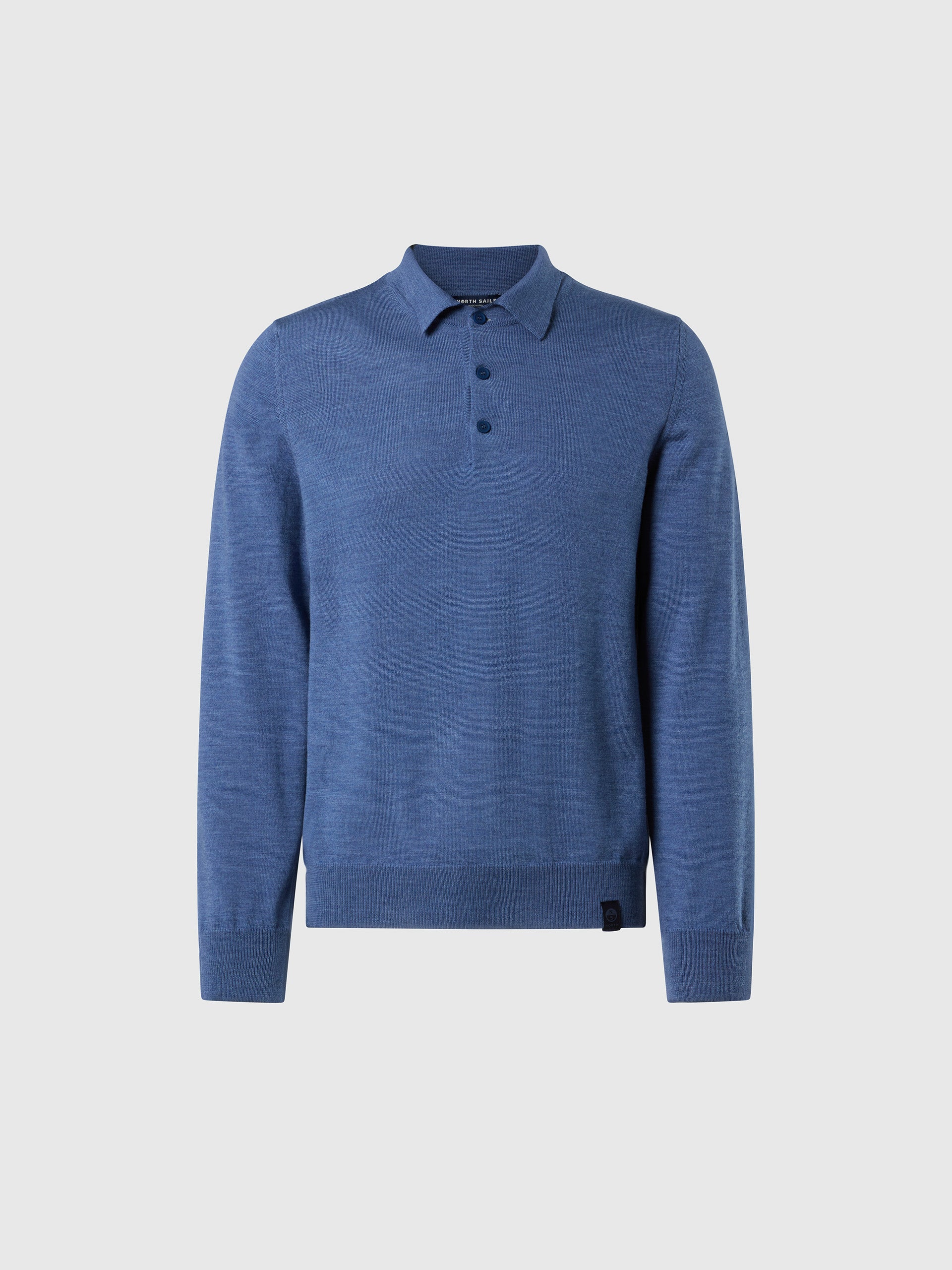 hover | China blue melange | polo-neck-ls-12gg-knitwear-699158