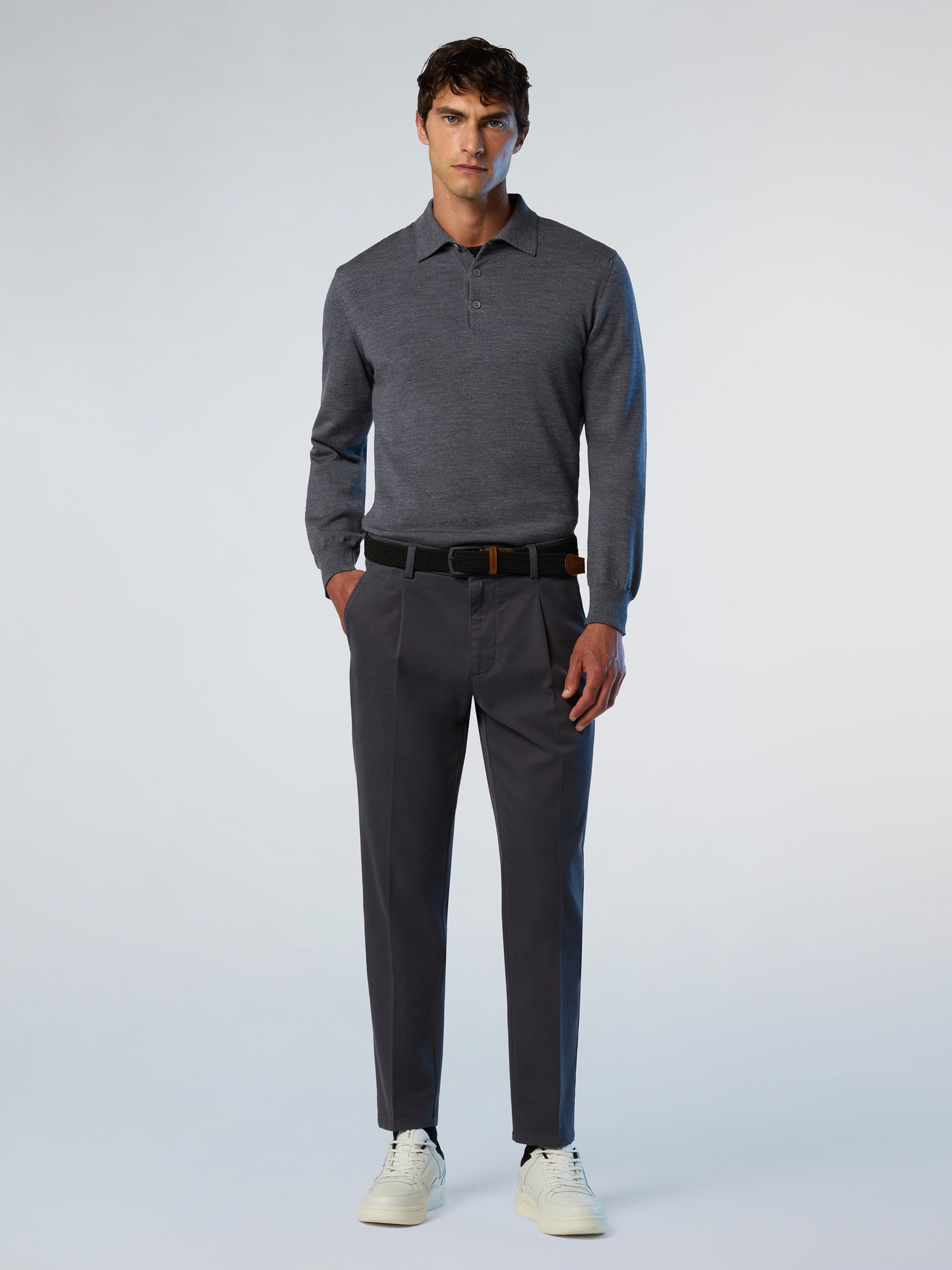 5 | Medium grey melange | polo-neck-ls-12gg-knitwear-699158