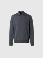 hover | Medium grey melange | polo-neck-ls-12gg-knitwear-699158