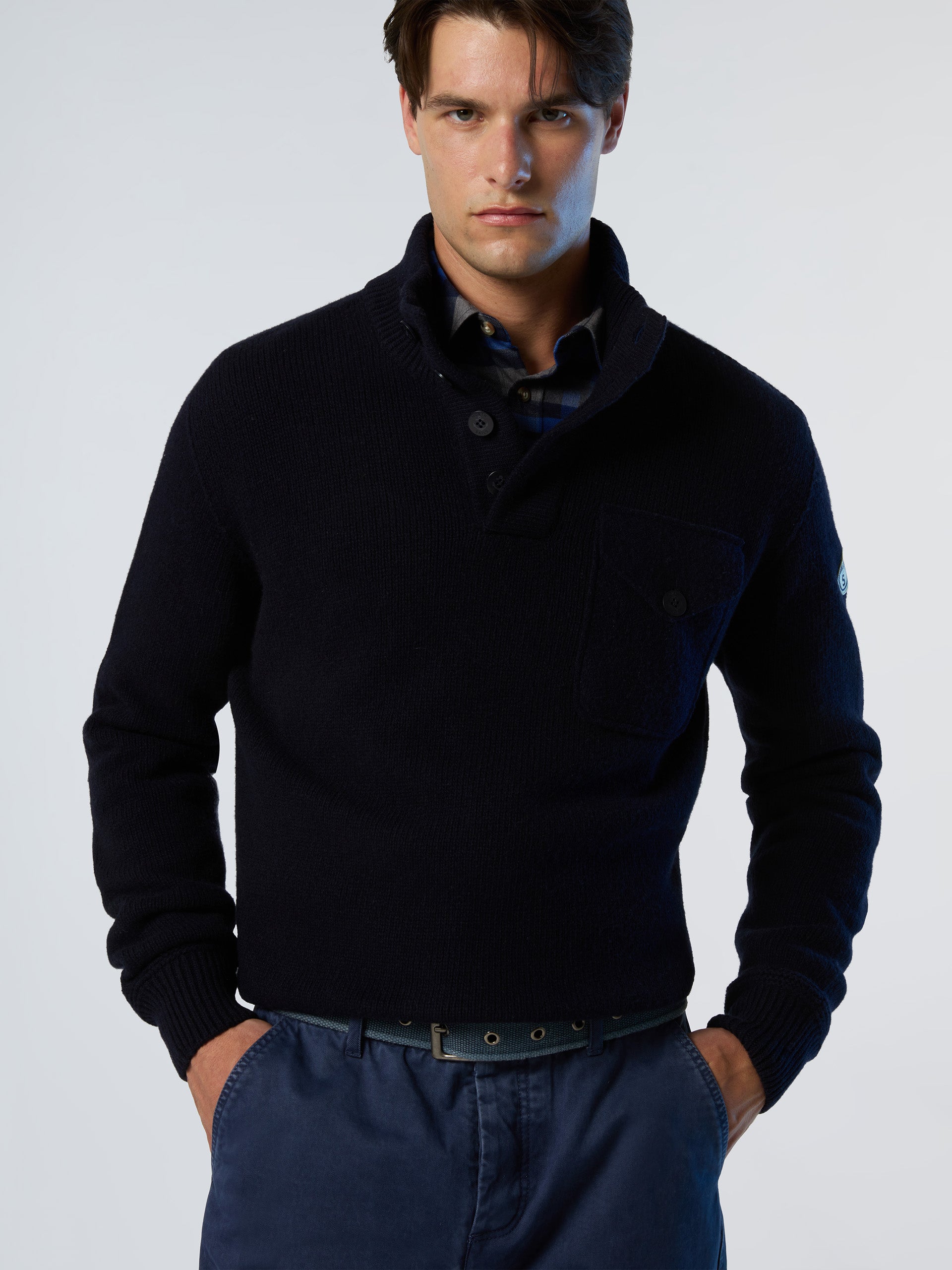 5 | Navy blue | half-buttons-5gg-knitwear-699203