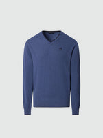 hover | China blue melange | v-neck-12-gg-knitwear-699776-1
