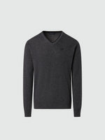 hover | Dark grey melange | v-neck-12-gg-knitwear-699776-1