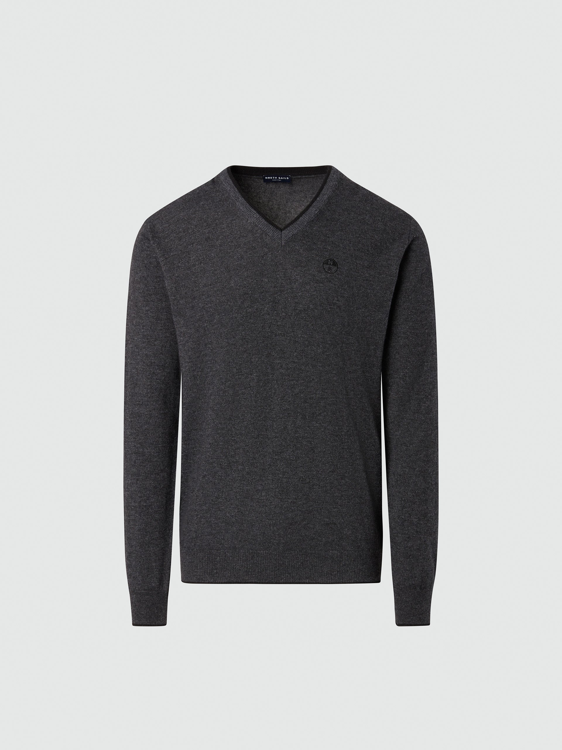 hover | Dark grey melange | v-neck-12-gg-knitwear-699776-1