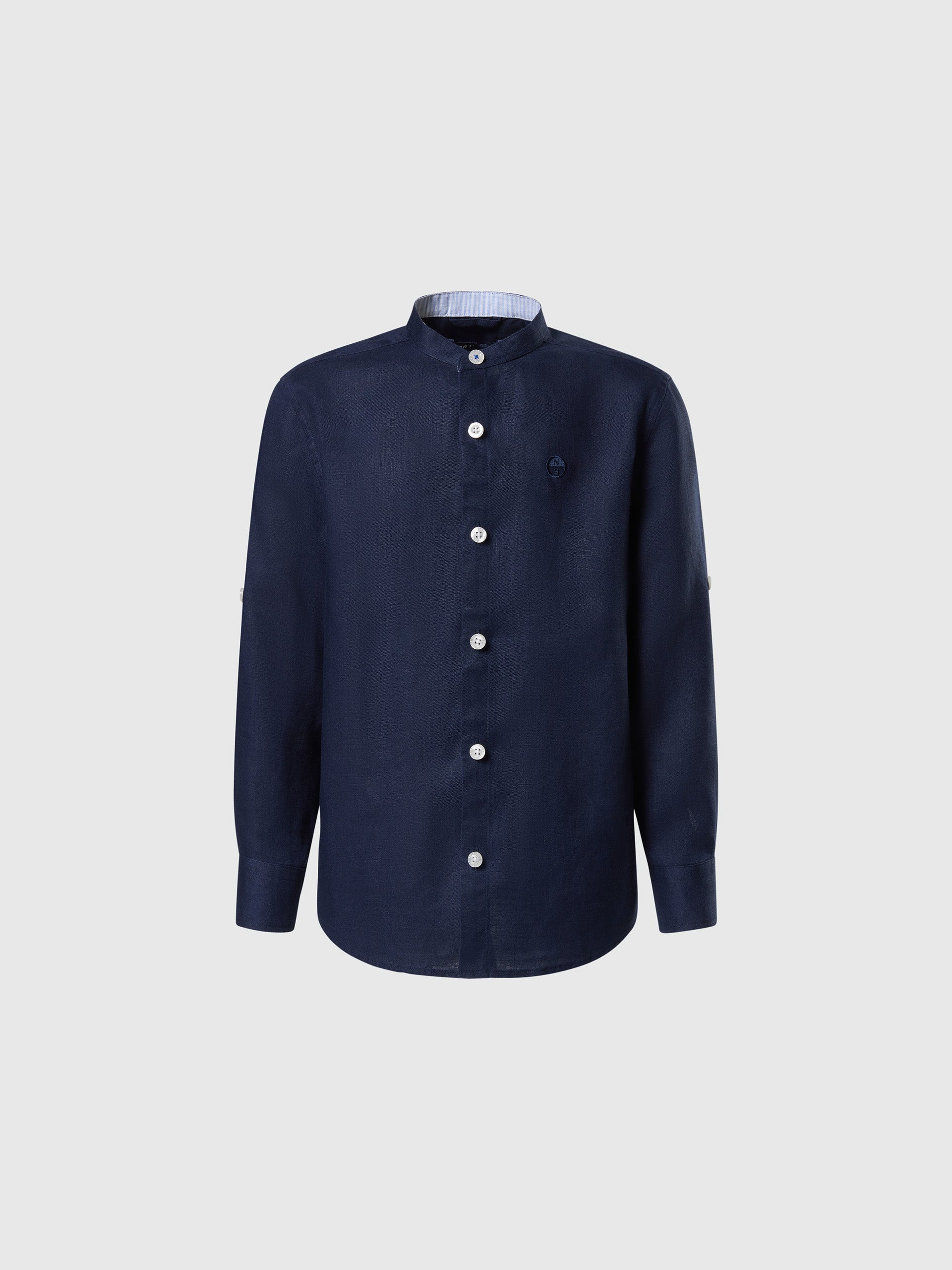hover | Navy blue | shiirt-long-sleeve-mandarin-collar-764166