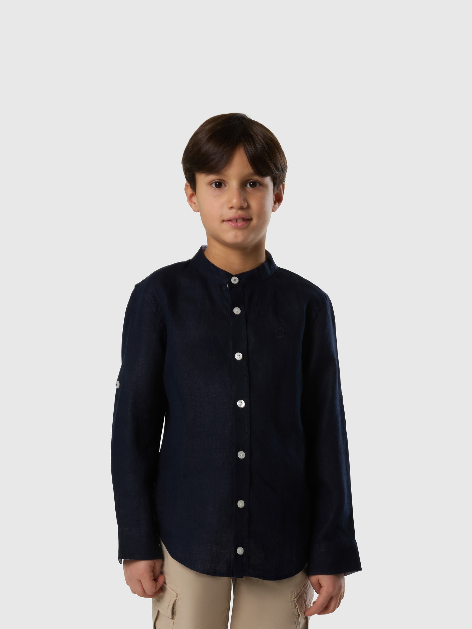 1 | Navy blue | shiirt-mandarin-collar-long-sleeve-764173