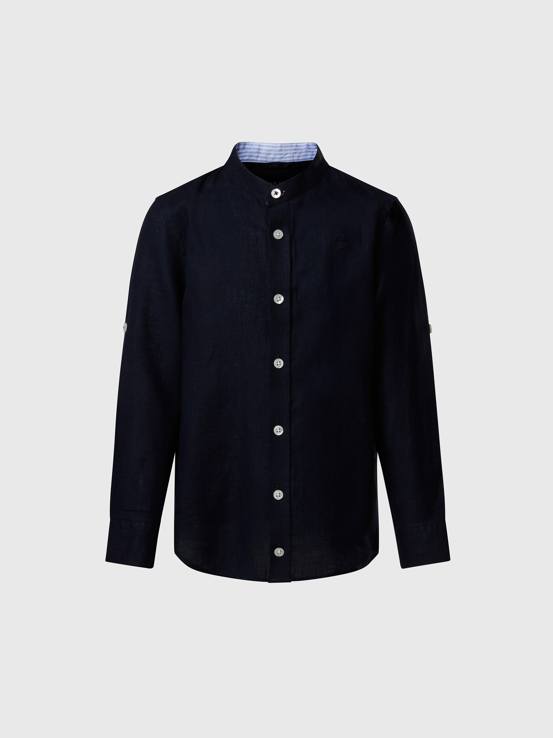 hover | Navy blue | shiirt-mandarin-collar-long-sleeve-764173