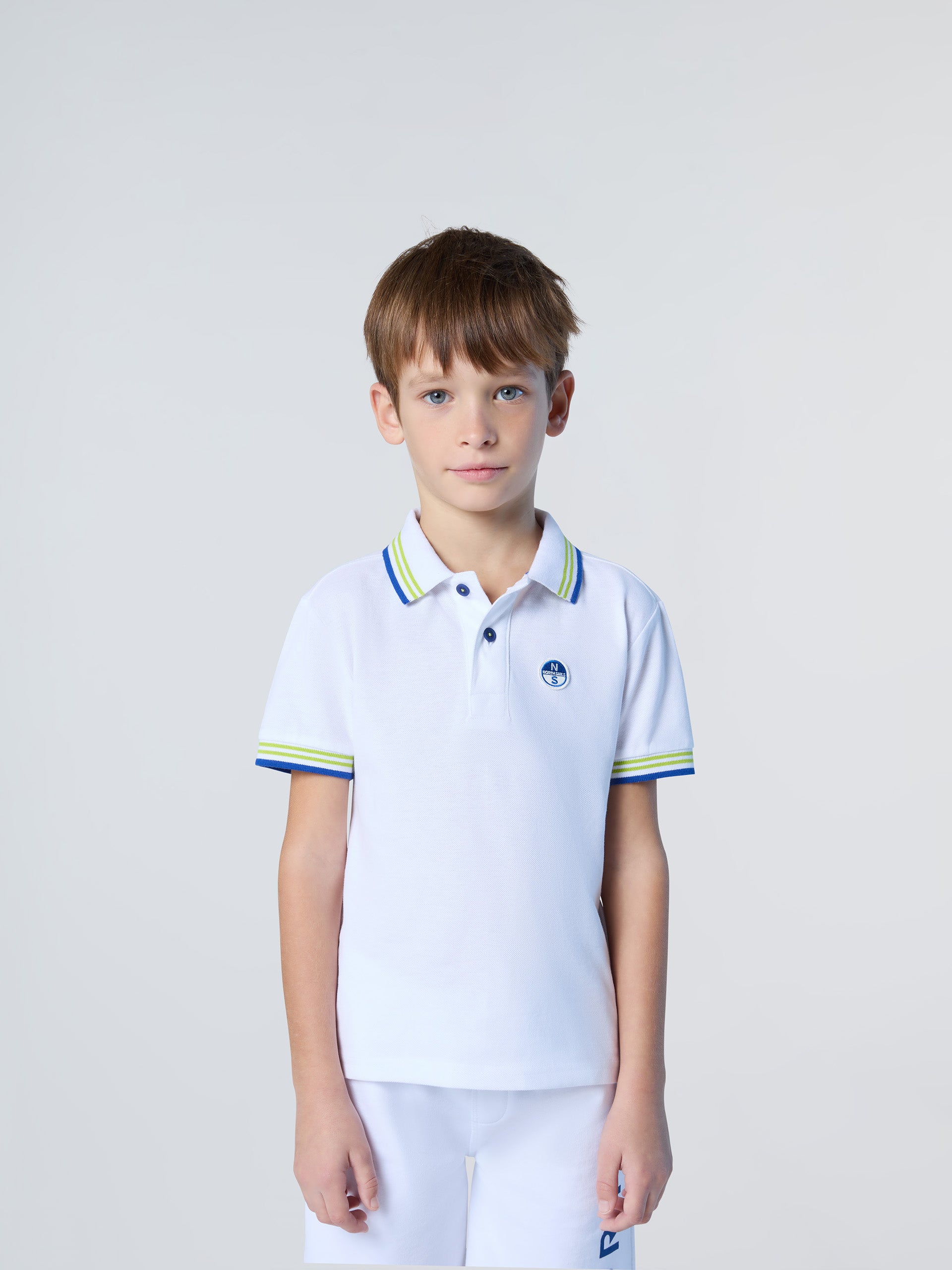 1 | White | polo-short-sleeve-wcontrast-stripes-on-flat-knit-collar-795075