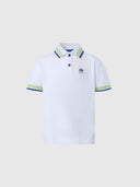 hover | White | polo-short-sleeve-wcontrast-stripes-on-flat-knit-collar-795075