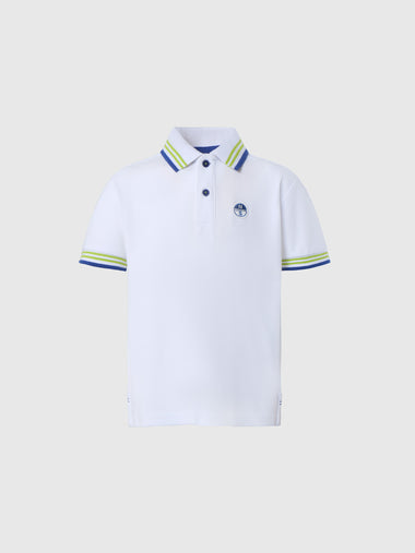 hover | White | polo-short-sleeve-wcontrast-stripes-on-flat-knit-collar-795075