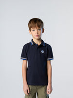 1 | Navy blue | polo-short-sleeve-wcontrast-stripes-on-flat-knit-collar-795075