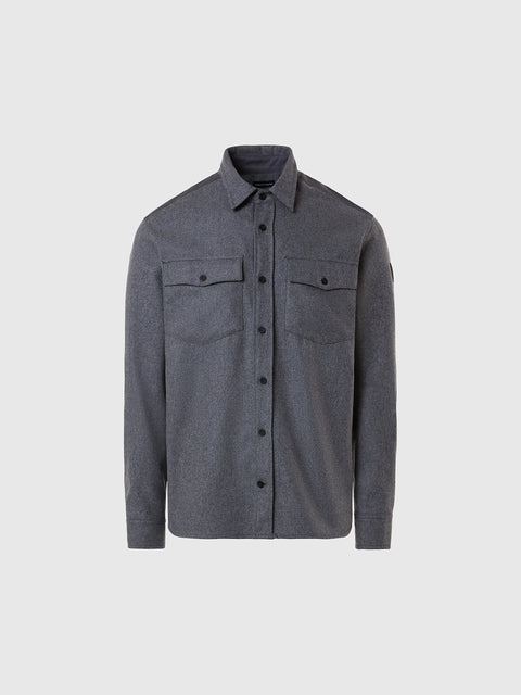 hover | Dark grey melange | overshirt-regular-spread-collar-664265