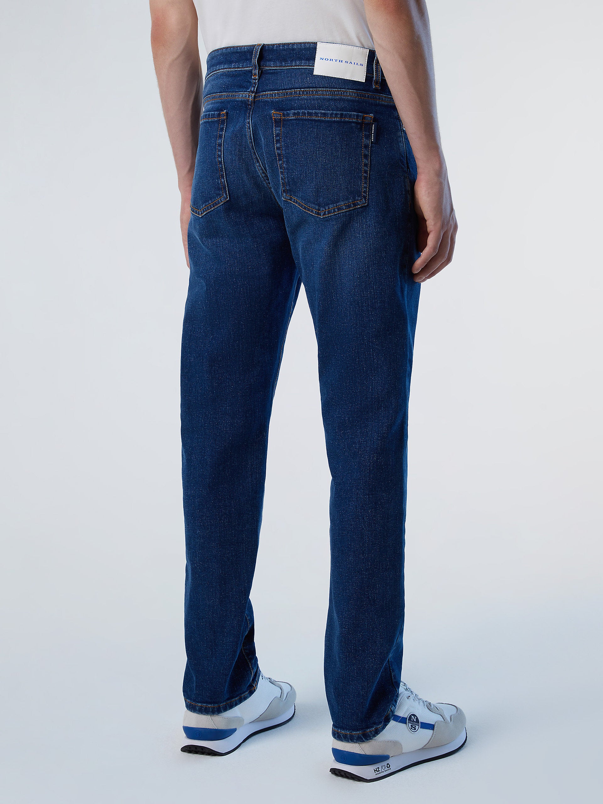 Recycled denim mid-rise jeans