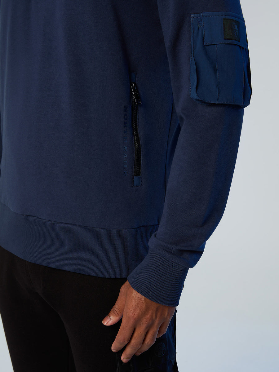 7 | Navy blue | half-zip-sweatshirt-with-pocket-691203