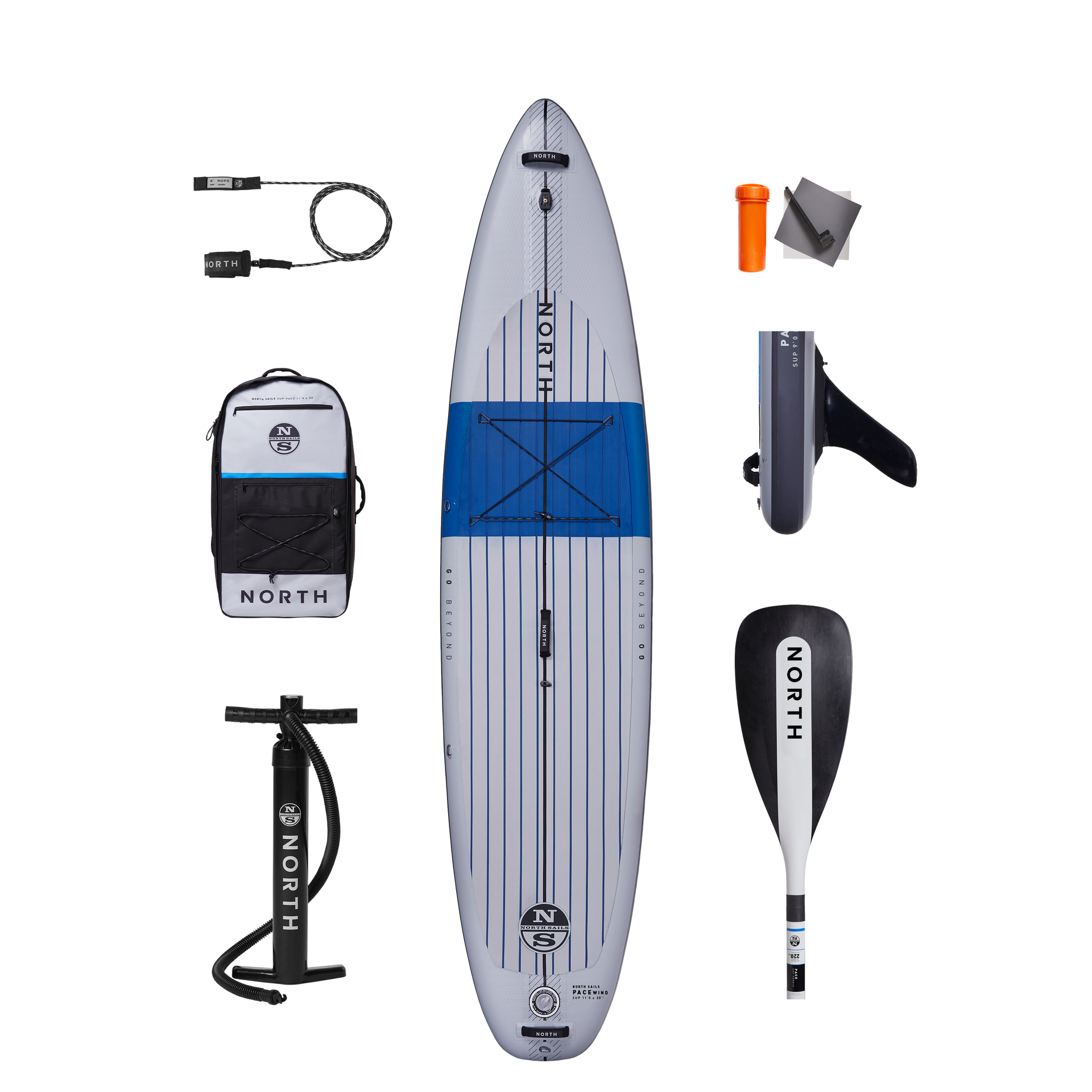 2 | Sky Grey | North Pace Wind SUP Inflatable Package