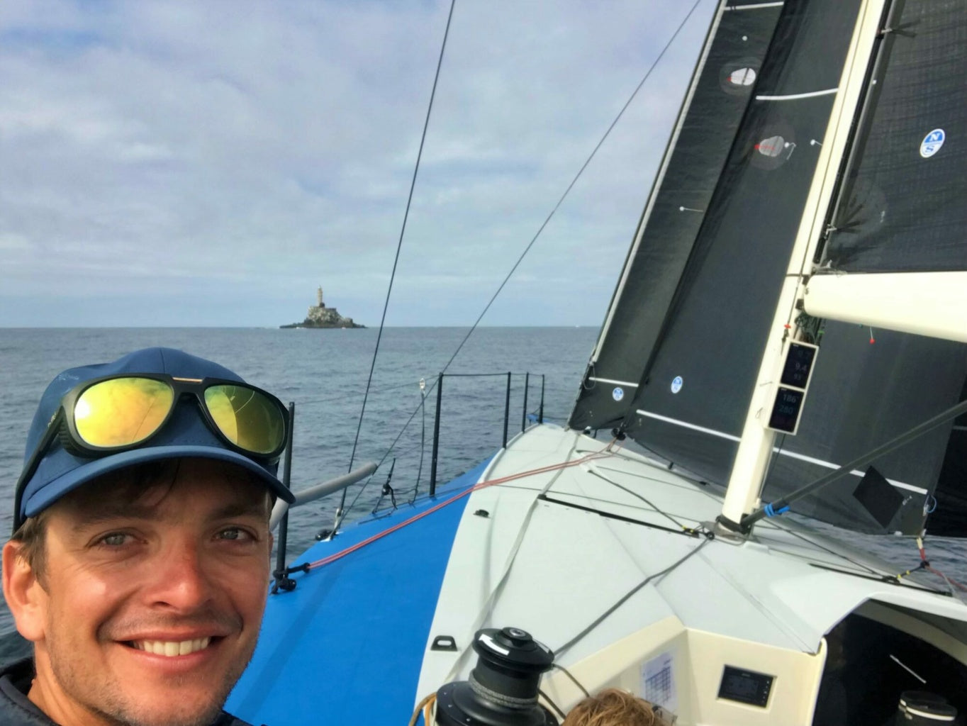 Ben Saxton racing onboard Oystercatcher and soon to round the prestigious Fastnet Rock